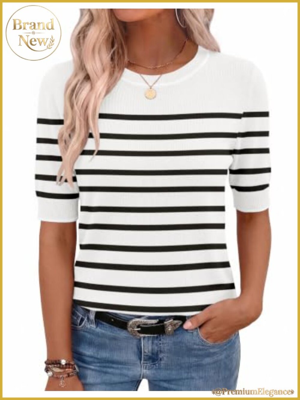 Women's Short Sleeve Knit Sweater Pullover Crew Neck Lightweight Summer Casual
